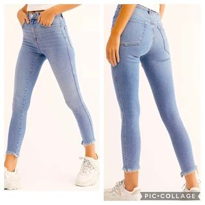 We the Free High Rise Raw Hem Skinny Blue Jeans 31